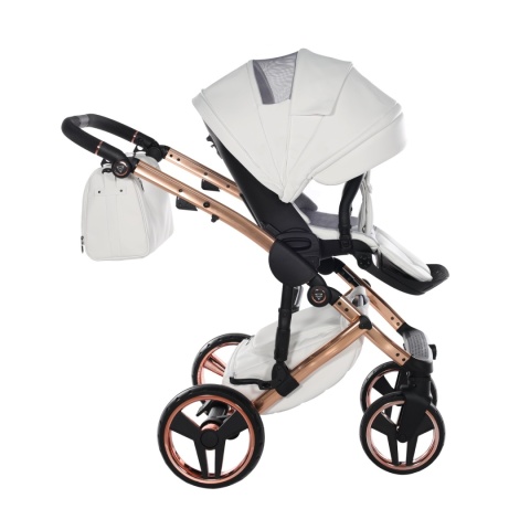 Junama Enzo 03 White - Rosegold – wózek dziecięcy 2w1 (gondola + spacerówka)