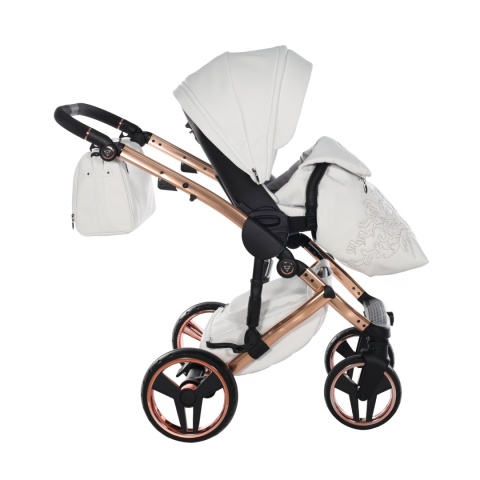 Junama Enzo 03 White - Rosegold – wózek dziecięcy 2w1 (gondola + spacerówka)
