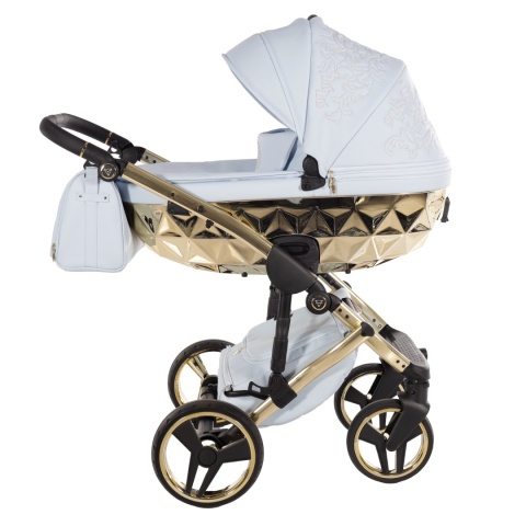 Junama Enzo 07 Blue - Gold – wózek dziecięcy 2w1 (gondola + spacerówka)