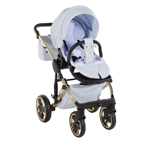 Junama Enzo 07 Blue - Gold – wózek dziecięcy 2w1 (gondola + spacerówka)