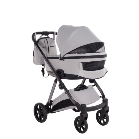 Junama Space V3 Light Grey – wózek dziecięcy 2w1 (gondola + spacerówka), koła żelowe, amortyzacja