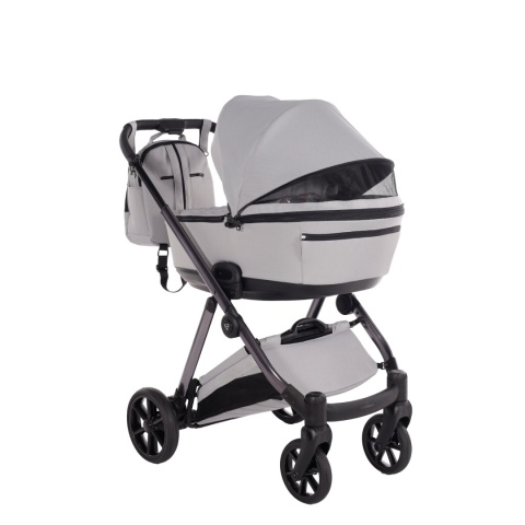 Junama Space V3 Light Grey – wózek dziecięcy 2w1 (gondola + spacerówka), koła żelowe, amortyzacja