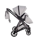 Junama Space V3 Light Grey – wózek dziecięcy 2w1 (gondola + spacerówka), koła żelowe, amortyzacja