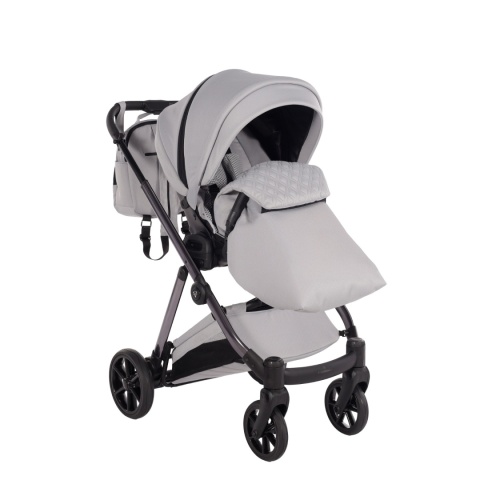 Junama Space V3 Light Grey – wózek dziecięcy 2w1 (gondola + spacerówka), koła żelowe, amortyzacja