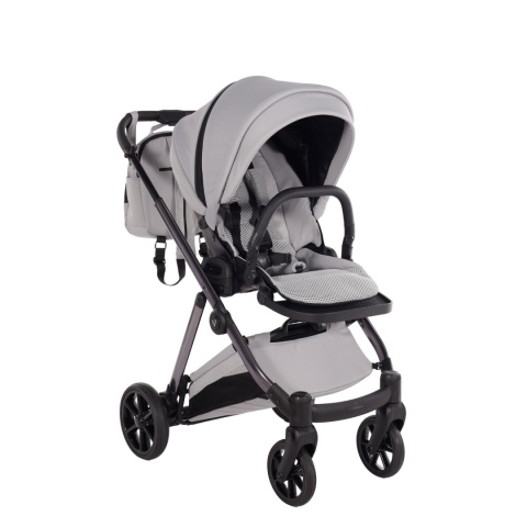 Junama Space V3 Light Grey – wózek dziecięcy 2w1 (gondola + spacerówka), koła żelowe, amortyzacja