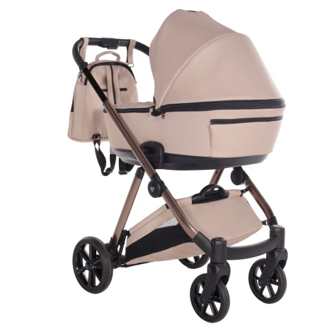 Junama Space V3 Beige – wózek dziecięcy 2w1 (gondola + spacerówka), koła żelowe, amortyzacja