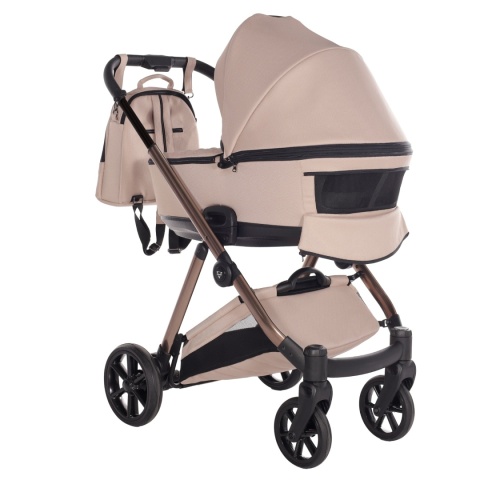 Junama Space V3 Beige – wózek dziecięcy 2w1 (gondola + spacerówka), koła żelowe, amortyzacja