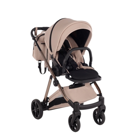 Junama Space V3 Beige – wózek dziecięcy 2w1 (gondola + spacerówka), koła żelowe, amortyzacja