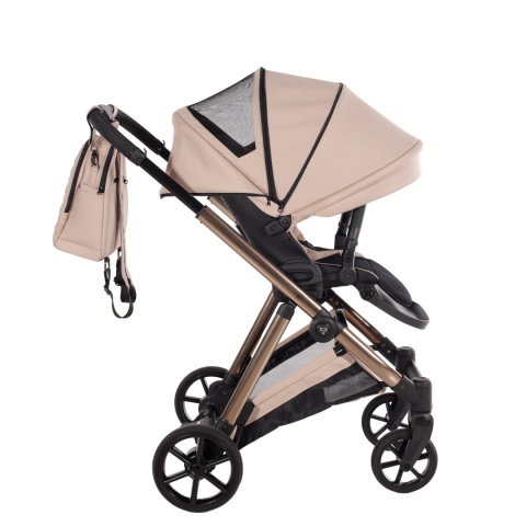 Junama Space V3 Beige – wózek dziecięcy 2w1 (gondola + spacerówka), koła żelowe, amortyzacja