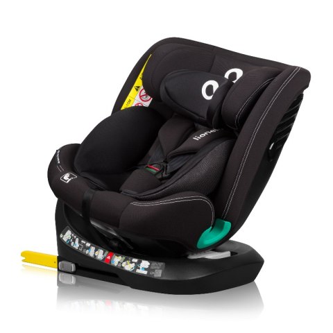 Lionelo Bastiaan One i-Size Black Carbon – obrotowy fotelik 40–150 cm, ISOFIX + Top Tether (R129)