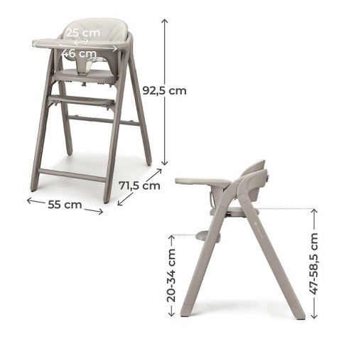Kinderkraft TINO Beige – krzesełko do karmienia 2w1 do 110 kg, regulowane