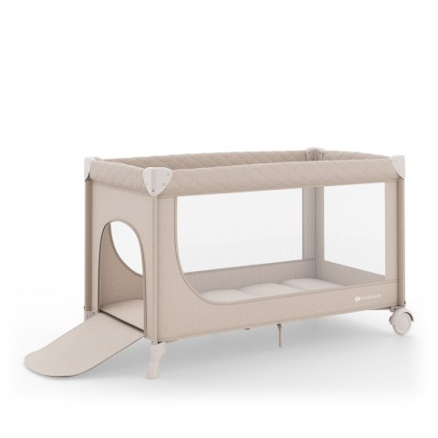 Kinderkraft LEODY UP Beige – łóżeczko turystyczne 2 poziomy, kojec, składane