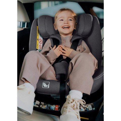 Lionelo Bastiaan One i-Size Grey – obrotowy fotelik 40–150 cm, ISOFIX + Top Tether (R129)