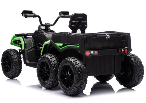 Quad Na Akumulator ATV 6 Kół Z Przyczepką JC606 24V 4x4 Zielony