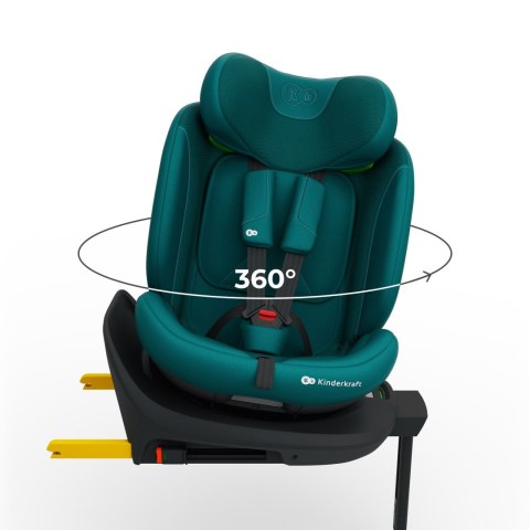 Kinderkraft I-360 2 PLUS Green i-Size – fotelik samochodowy 40–150 cm, obrót 360°, ISOFIX