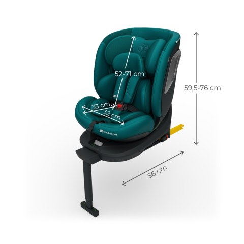 Kinderkraft I-360 2 PLUS Green i-Size – fotelik samochodowy 40–150 cm, obrót 360°, ISOFIX