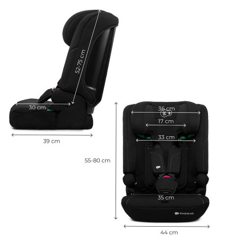 Kinderkraft I-COMFY i-Size BLACK – fotelik samochodowy 76–150 cm