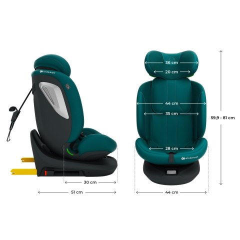 Kinderkraft I-GROW 2 PLUS GREEN i-Size – fotelik samochodowy 40–150 cm, obrotowy 360°
