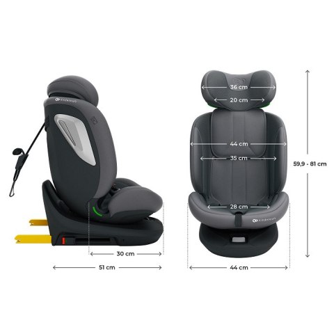 Kinderkraft I-GROW 2 PLUS GREY i-Size – fotelik samochodowy 40–150 cm, obrotowy 360°