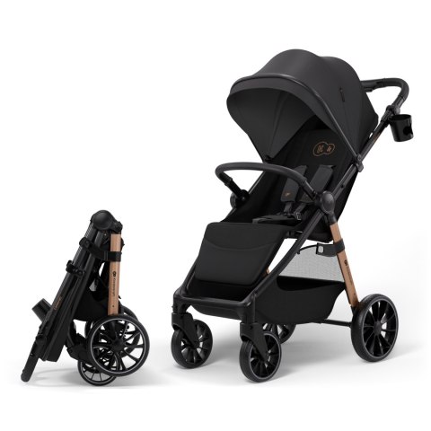 Kinderkraft GRANDE 2 BLACK – wózek spacerowy do 22 kg, amortyzacja, duże koła