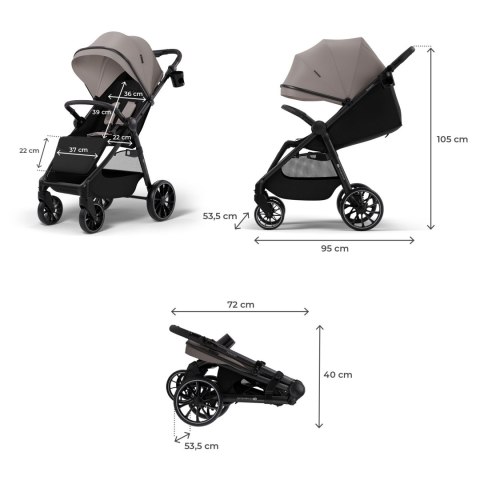 Kinderkraft GRANDE 2 BEIGE – wózek spacerowy do 22 kg, amortyzacja, duże koła