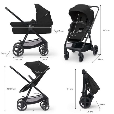 KINDERKRAFT Wózek NEWLY 3w1 mink pro black