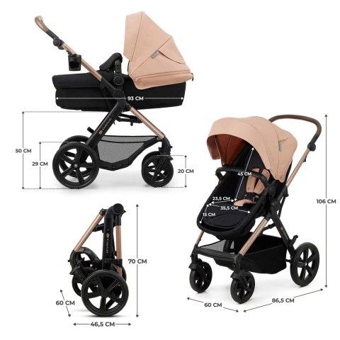 KINDERKRAFT Wózek wielofunkcyjny MOOV 2 3w1 sand beige EVA WHEELS