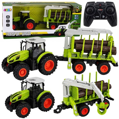 Traktor Zdalnie Sterowany RC z Przyczepą Leśną i Chwytakiem Do Drewna 1:24