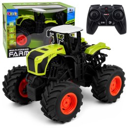 Wysoki Traktor Rolniczy Zdalnie Sterowany RC Zielony Światła Dźwięki 1:16