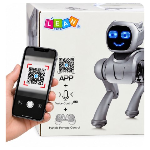 Pies Robot AI Zdalnie Sterowany RC Bluetooth Aplikacja Programowany Srebrny
