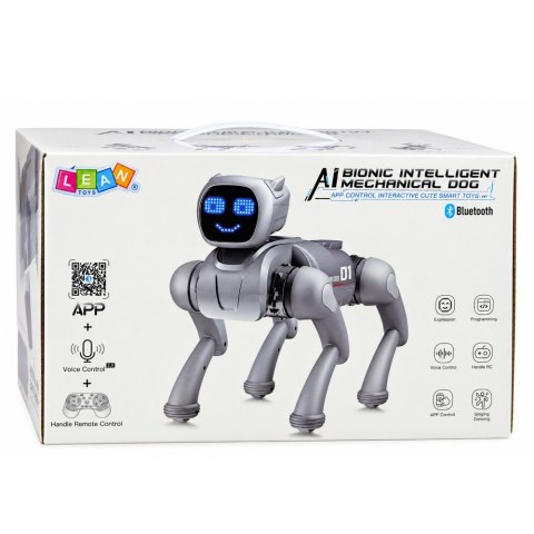 Pies Robot AI Zdalnie Sterowany RC Bluetooth Aplikacja Programowany Srebrny