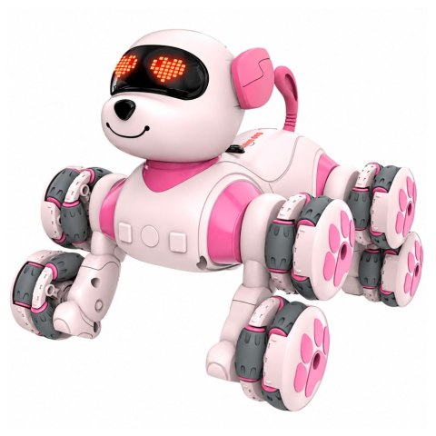 Pies Robot Zdalnie Sterowany RC 8 Kół Drift 360° Akrobacje Różowy