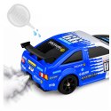 Samochód Sportowy RC Drift 4WD Dym Wymienne Koła Srebrno-Niebieski 1:16