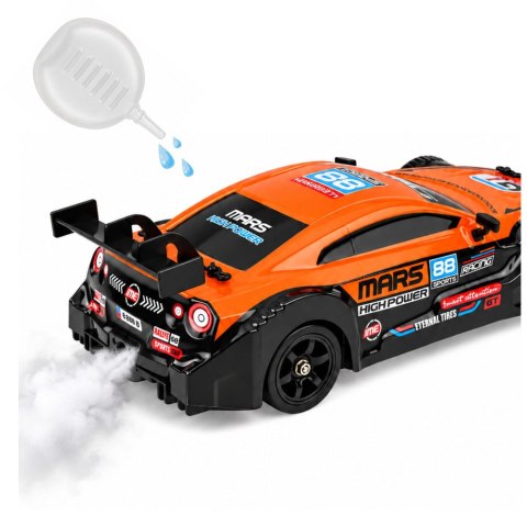 Samochód Sportowy RC Drift 4WD Wymienne Koła Dym Pomarańczowy 1:16