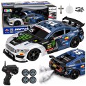 Samochód Sportowy RC Drift 4WD Wymienne Koła Dym Srebrno-Niebieski 1:16