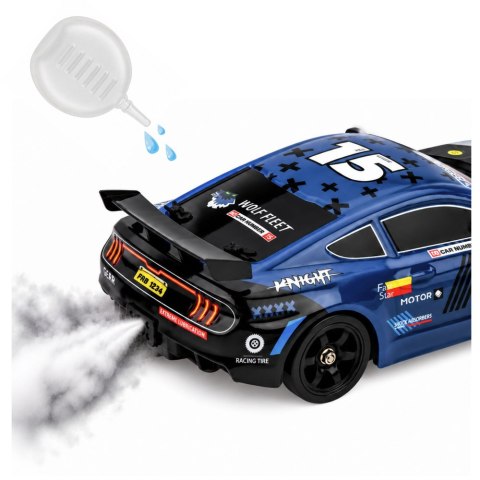 Samochód Sportowy RC Drift 4WD Wymienne Koła Dym Srebrno-Niebieski 1:16