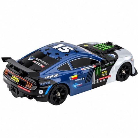 Samochód Sportowy RC Drift 4WD Wymienne Koła Dym Srebrno-Niebieski 1:16