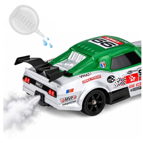 Samochód Sportowy RC Drift 4WD Wymienne Koła Dym Srebrno-Zielony 1:16