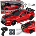 Samochód Sportowy RC Drift 4WD Wymienne Koła Efekt Dymu Czerwony 1:16