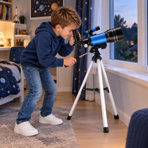 Teleskop Astronomiczny Dla Dzieci Statyw Niebieski Powiększenie 150x