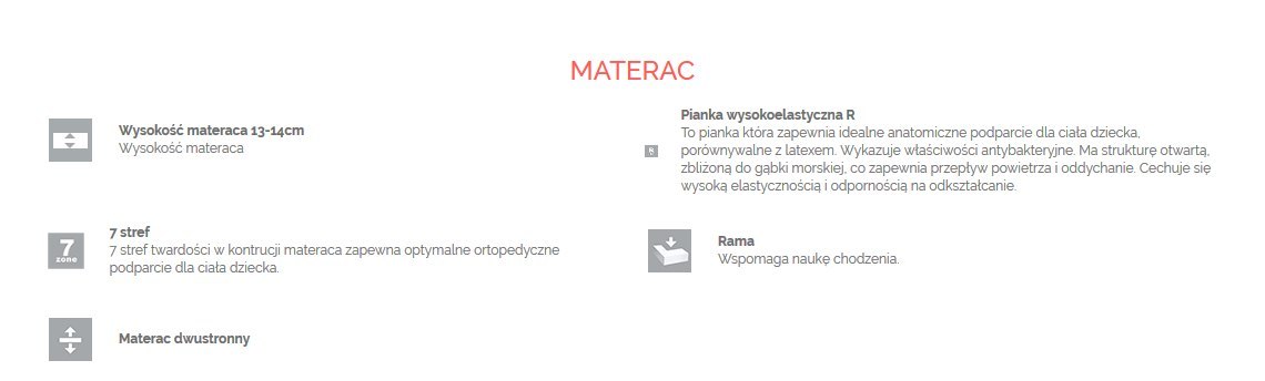 Materac dla niemowlaka VARIO R materac 120 cm x 60 cm z pokrowcem Amicor Materac dla niemowlaka VARIO R materac 120 cm x 60 cm z pokrowcem Amicor